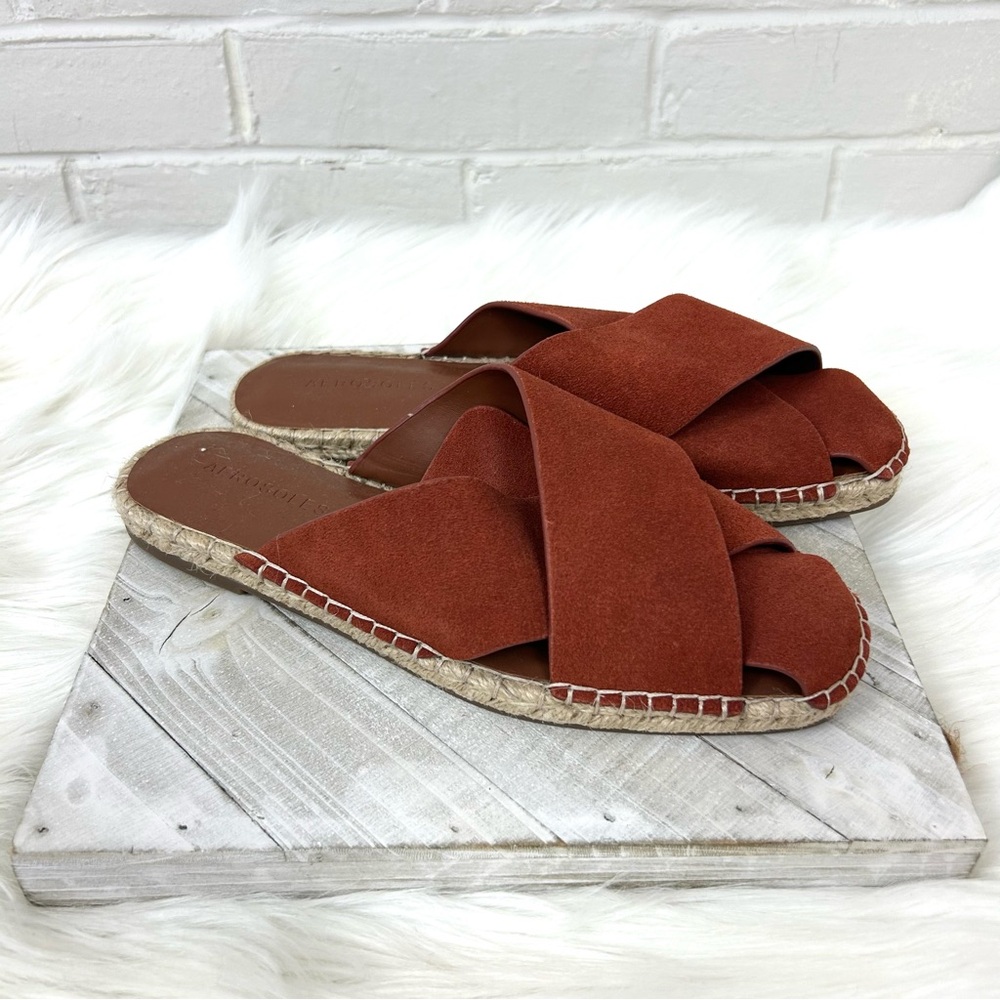 Aerosoles Halley Leather Mule Espadrille Slide Sandals Size 6.5